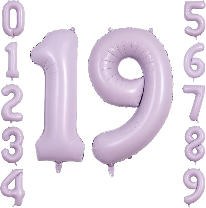 40 Inch Lavender Foil Number 19 Balloon by TNCDJKPA