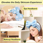 Shintop Sweet Super Soft Caroset Polka Dots Wash Cosmetic Headband Hairlace (Light Blue Polka dots)