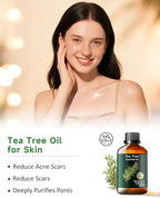 Pure Tea Tree Essential Oil, Mumianhua Natural Purifying Oil for Home & Outdoor Protection, Aromatherapy for Cleansing Air, Diffuser, Hair, Skin & Nail Care, 3.38 Fl Oz
