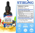 Stirling Organic Hemp Oil - 400,000mg Natural Berry Flavor - Enhances Sleep and Helps Reduce Discomfort - THC-Free, Non-GMO, Gluten-Free, High in Omega 3 6 9 - Premium U.S. Hemp Seed Oil