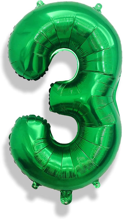 3rd Birthday Number Balloons for Kids, 40 Inch Emerald Green Foil Number - Image 8