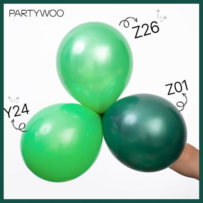 PartyWoo Pearl Dark Green Balloons 140pcs Pearl Emerald Hunter Forest Green | - Image 3