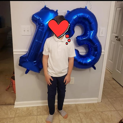 3 Balloon Numbers Party Decorations, 40In Dark Blue Balloons - Image 2