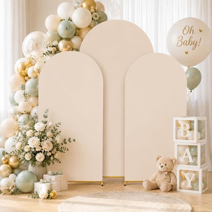 Arch Backdrop Stand and Cover Set Metal Arch Frame Stand Gold - Image 8