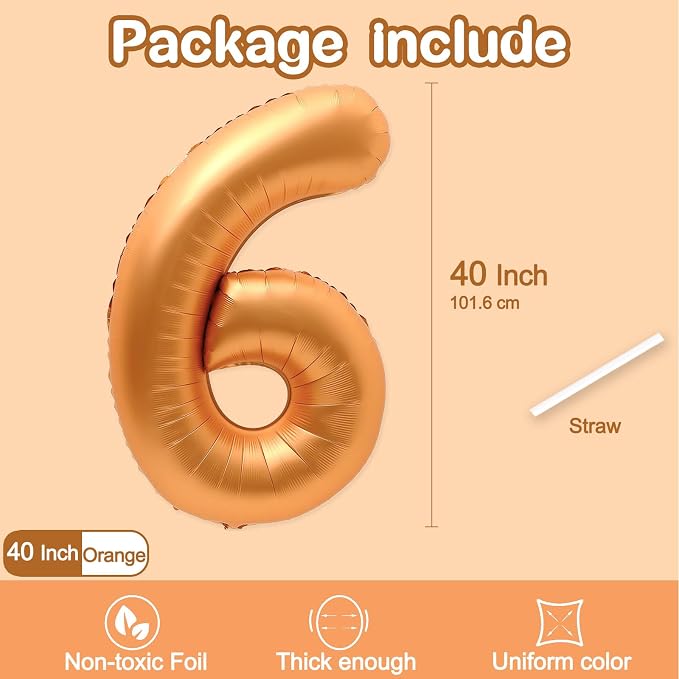 Number 6 Balloon, 6 Balloon, Number Balloons 40 Inch - Image 2