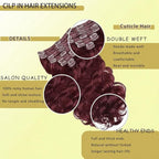 Clip in Hair Extensions Real Human Hair Body Wave 99J Burgundy Clip in 100% Brazilian Remy Human Hair Extensions 8pcs Per Set with 18 Clips Double Weft 20 Inch 105g/3.6oz