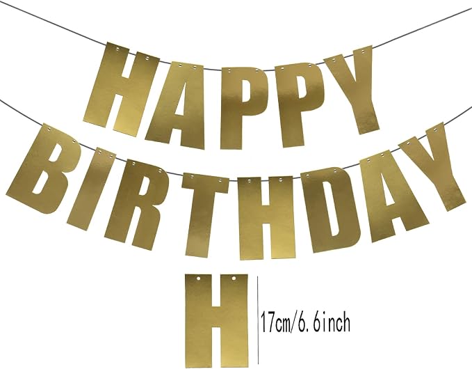 Gold Happy Birthday Banner for Birthday Party Decorations Supplies - Image 2