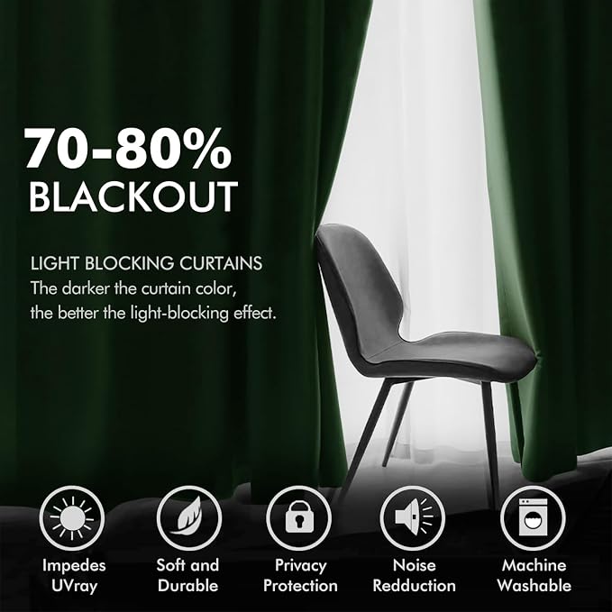 MIULEE Velvet Curtains Christmas Emerald Green 52 x 96 Inch Length Set of 2 | - Image 4