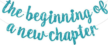 BEISHIDA Lake Blue Pre-Strung Glitter The Beginning of A New Chapter Banner | by Beishida