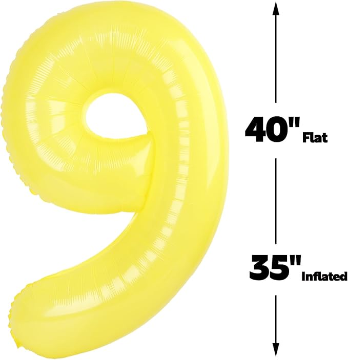 Yellow Number 9 Balloon 40 inch, Balloon numbers party supplies, deco photo - Image 3