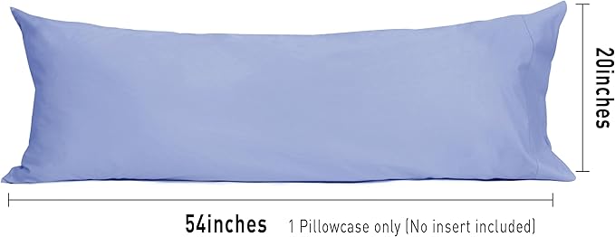 Sunflower Body Pillowcase 100% Cotton Long Pillow Cover/Case Envelope Closure 1 Pack, 21×54 inches Purplish Blue, Soft and Breathable