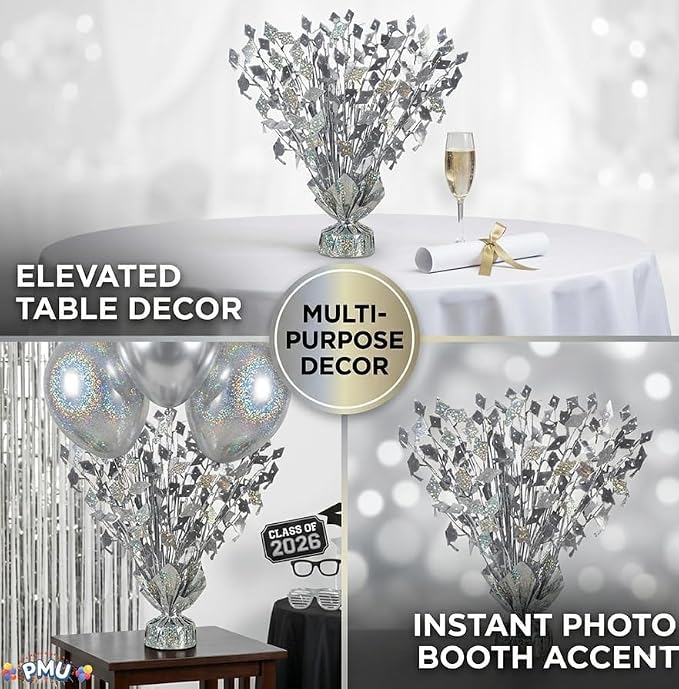 PMU 12 Pcs Silver Graduation Balloon Weights, Graduation Centerpieces - Image 5