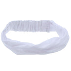 Set of 3 Wide Cotton Head Band Solid Boho Yoga Style Soft Hairband Black Brown White
