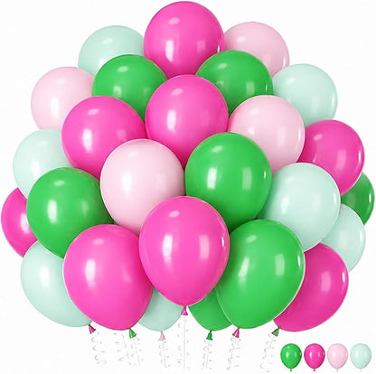 Pink and Green Balloons, 12 Inch Hot Pink Sage Green Balloons by Froova