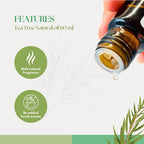 Roots & Above 60ml Pure Tea Tree Essential Oil – 99% Aroma Natural Cold-Pressed Oil for Skin, Face, Hair, Massage, Diffusers, Soap & Candle Making