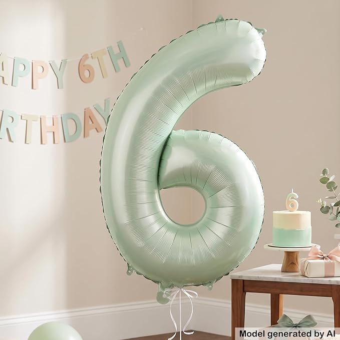 40 Inch Olive Green Number 6 Foil Balloon - Image 5