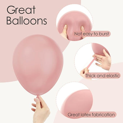 Awenztech 122pcs Dusty Pink Latex Balloons in 18 12 10 5 inches | Boho - Image 3