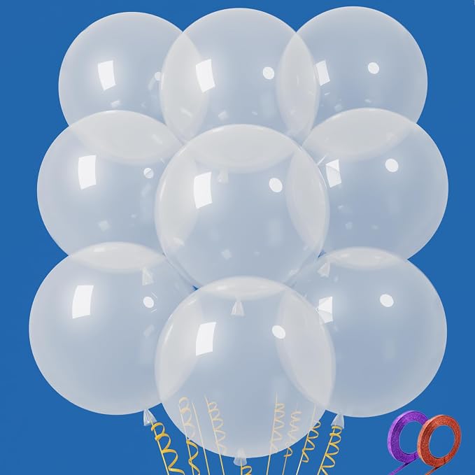 32Pcs Clear Big Balloons 18 Inch, Round Large Latex Party Balloons by Qikoolaa