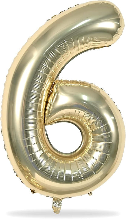 Champagne Gold Number 6 Balloon, 40In Large Foil Number Balloons Set 0-9 - Image 8