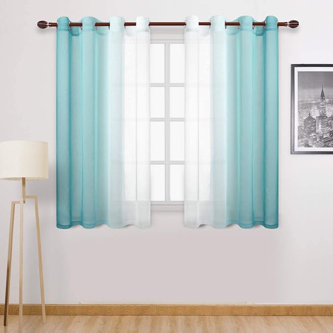 DWCN Faux Linen Grommet Ombre Sheer Curtains by DWCN