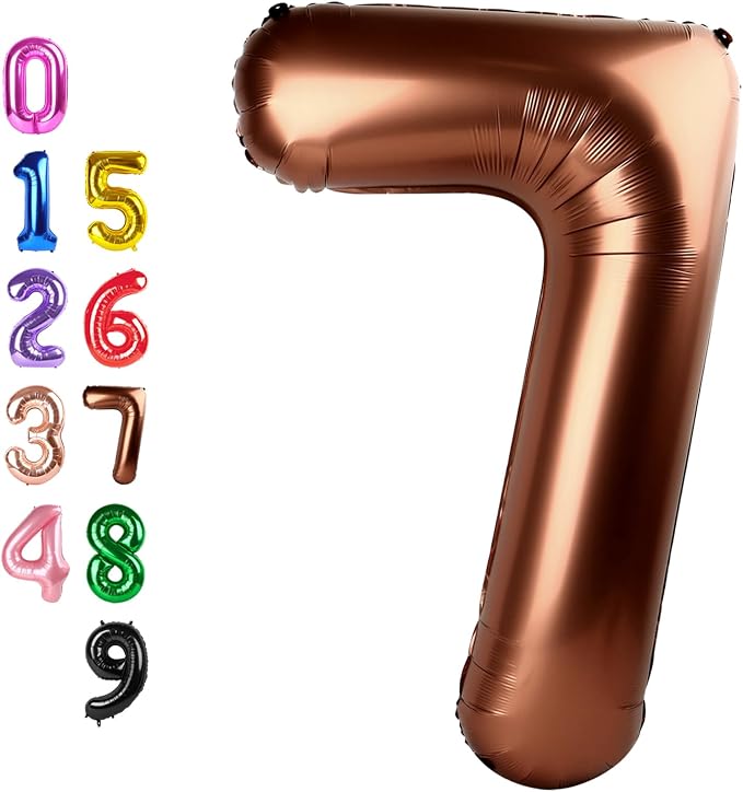 Number Balloons 7 Balloon Brown by Enyeopd