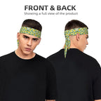 Men's Women Lovely Sports Sweat Band Hair Decor for Sports Workout Spa, Long Boho Style Lemon Tree Leaves Tropical Flowers Floral Head Ribbon Headwear