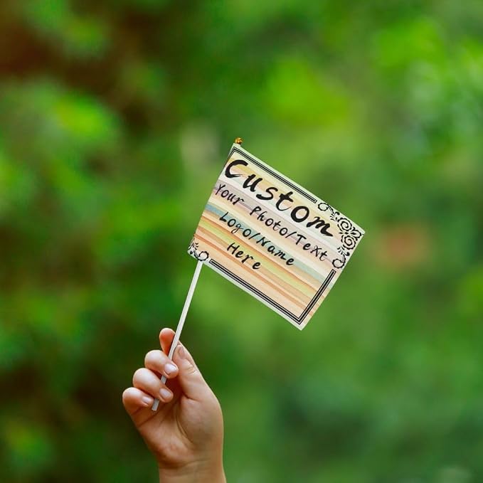 Custom Mini Flag on Stick Make Your Own Flags Personalized Photo Text Logo - Image 6