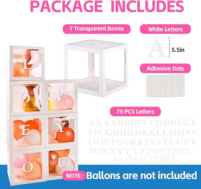 Baby Boxes for Baby Shower White Clear Balloon Box Blocks Gender Reveal - Image 2