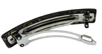 French Amie Oblong Silver Onyx Handmade 3.5 Inches Strong Grip Celluloid Silver Grey Onyx Automatic Hair Clip Hair Barrette - Long Lasting (Silver Onyx) by French Amie