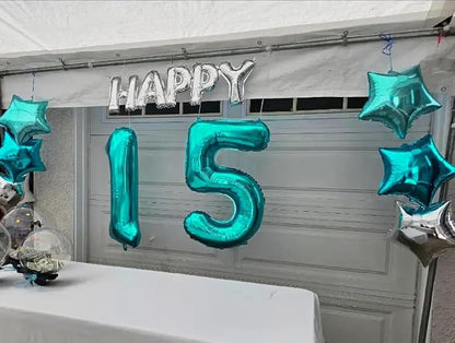 5 Balloon Numbers Party Decorations, 40In Blue-green Balloons - Image 4