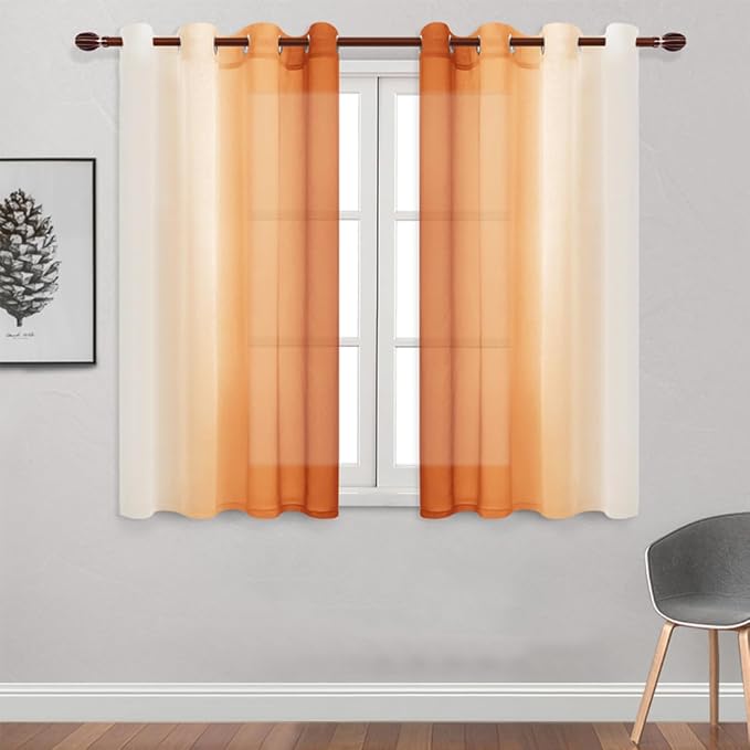 DWCN Faux Linen Ombre Sheer Curtains - Image 2