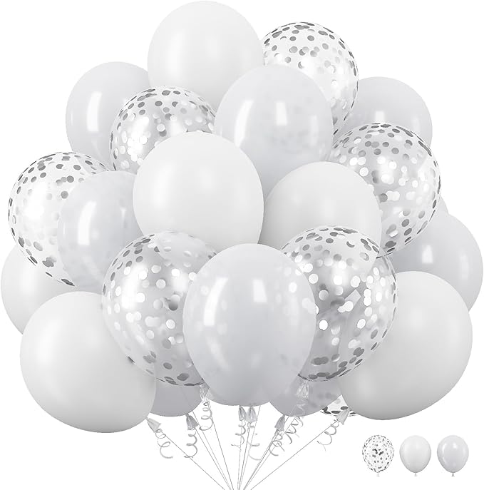 White Balloons, 12 Inch Pearl Pure White Ivory Latex Balloon by TAOYE