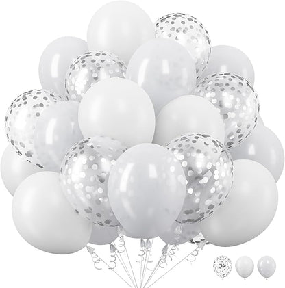 White Balloons, 12 Inch Pearl Pure White Ivory Latex Balloon by TAOYE