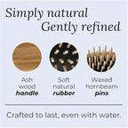 TEK – Large Oval Wooden Brush with Short Pins – Handmade in Italy with Sustainable and Vegan Materials – Safe for All Hair Types Wet or Dry – Gentle Detangler & Anti-Static Properties