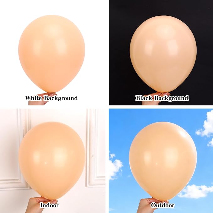 RUBFAC Nude Balloons Different Sizes Boho Beige Apricot Balloon Arch 154pcs | - Image 4