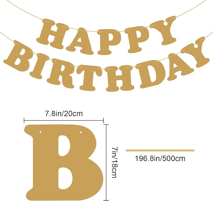 Gold Happy Birthday Banner Birthday Sign Backdrop Party Supplies - Image 2