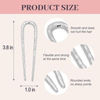 2PCS 3.8Inch French Hair Pins U-Shaped Pins for Women and Girls Fashion Metal Hair Pin French Twist Hair Pins for Buns, Updos,Stylish and Functional(set2-silver)
