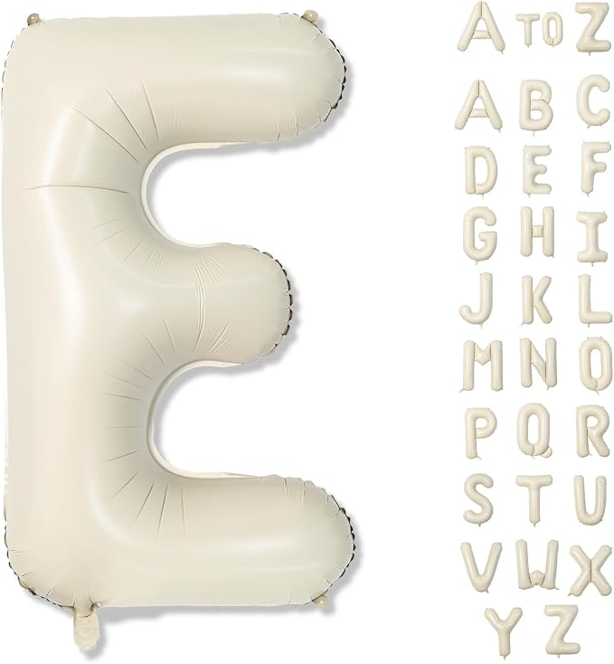 Big Letters Balloon E, 40 Inch Cream White Sand Helium Mylar Alphabet by Lingqiang