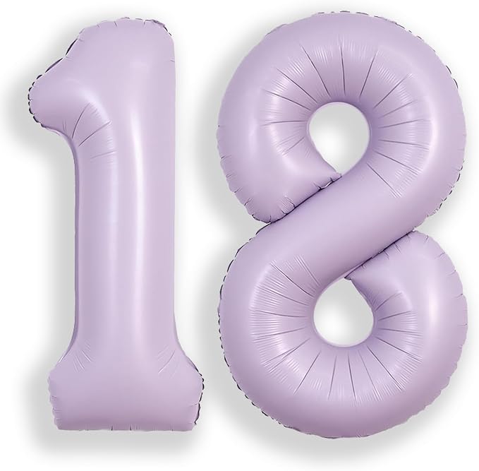 SUWEN 40 Inch Light Purple Lavender Big 18 Balloon Number Foil Helium 0-9 | by SUWEN