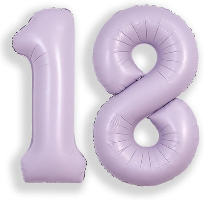 SUWEN 40 Inch Light Purple Lavender Big 18 Balloon Number Foil Helium 0-9 | by SUWEN