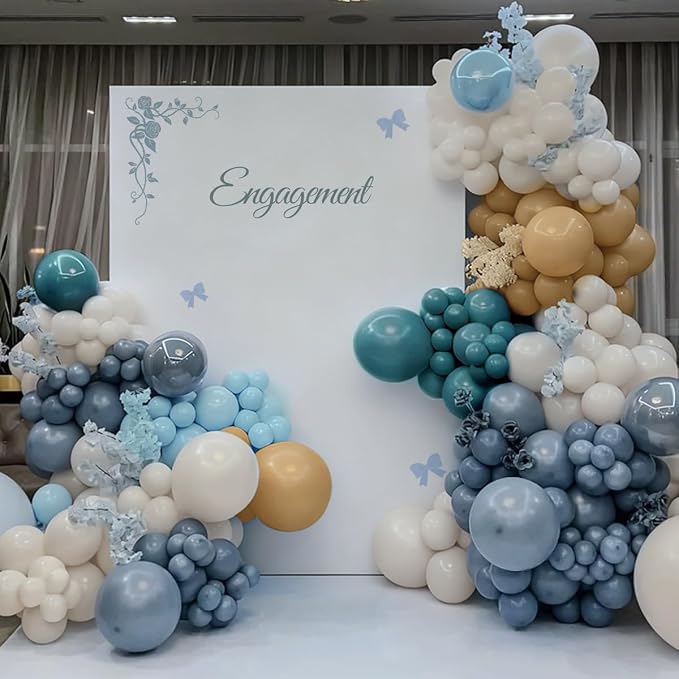 Dusty Blue Camel White Balloon Garland Arch Kit - Image 6