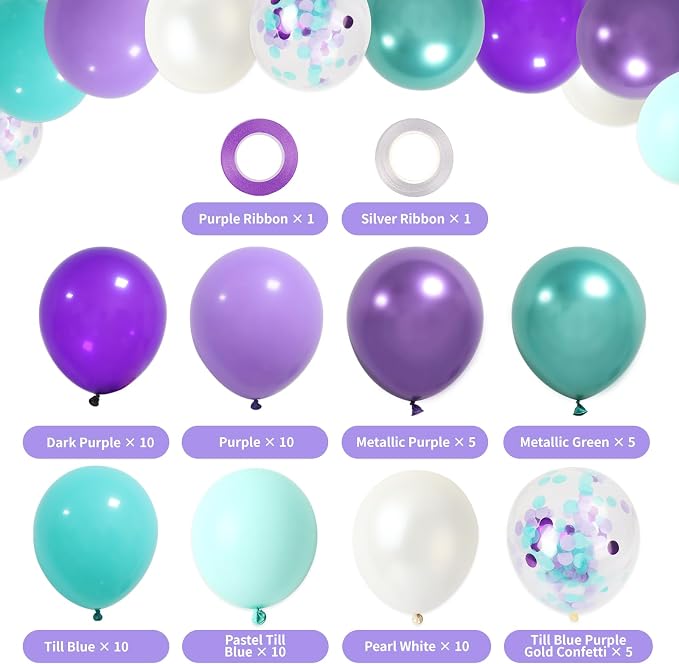 RUBFAC Purple Party Balloons - Image 2