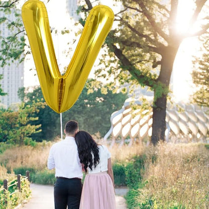 TONIFUL 40 Inch Large Gold Letter V Foil Balloons Alphabet Balloons | Giant - Image 4