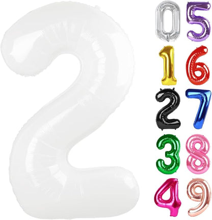 White Number 2 Balloon 40 Inch, 2nd Birthday Party Decorations Men Women | Foil by IWERP