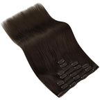 Ve Sunny Dark Brown Clip in Hair Extensions Real Human Hair 12 Inch Short Human Hair Clip in Extensions Remy Hair Extensions Clip in Human Hair for Women 80g 5Pcs