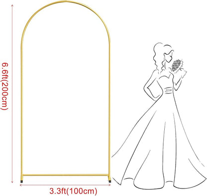 6.6FT Gold Metal Arch Backdrop Stand, Square Balloon Arch Stand Wedding Frame - Image 2