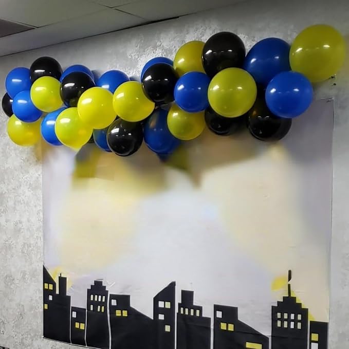 Balloons Blue Yellow and Black 60 Pcs, 12 Inch Dark Blue Yellow and Black Latex - Image 4