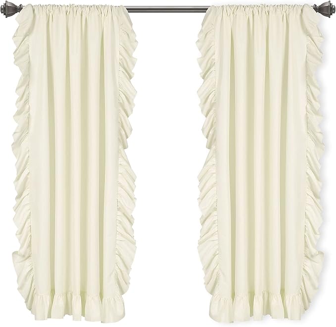 Lush Decor Reyna Ruffle Window Curtain Panel Set, Ivory - Image 8