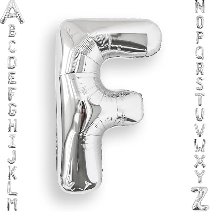 AULE 40 Inch Silver F Balloon Letter Foil A-Z Birthday Big Alphabet | Birthday by AULE