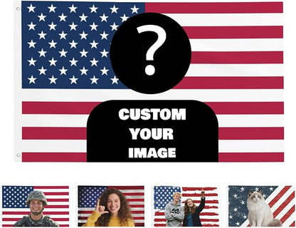 Custom American Flag 3x5 Ft Outdoor, Personalize Print Your Own Text/Photo/Logo by Nxwdwqa
